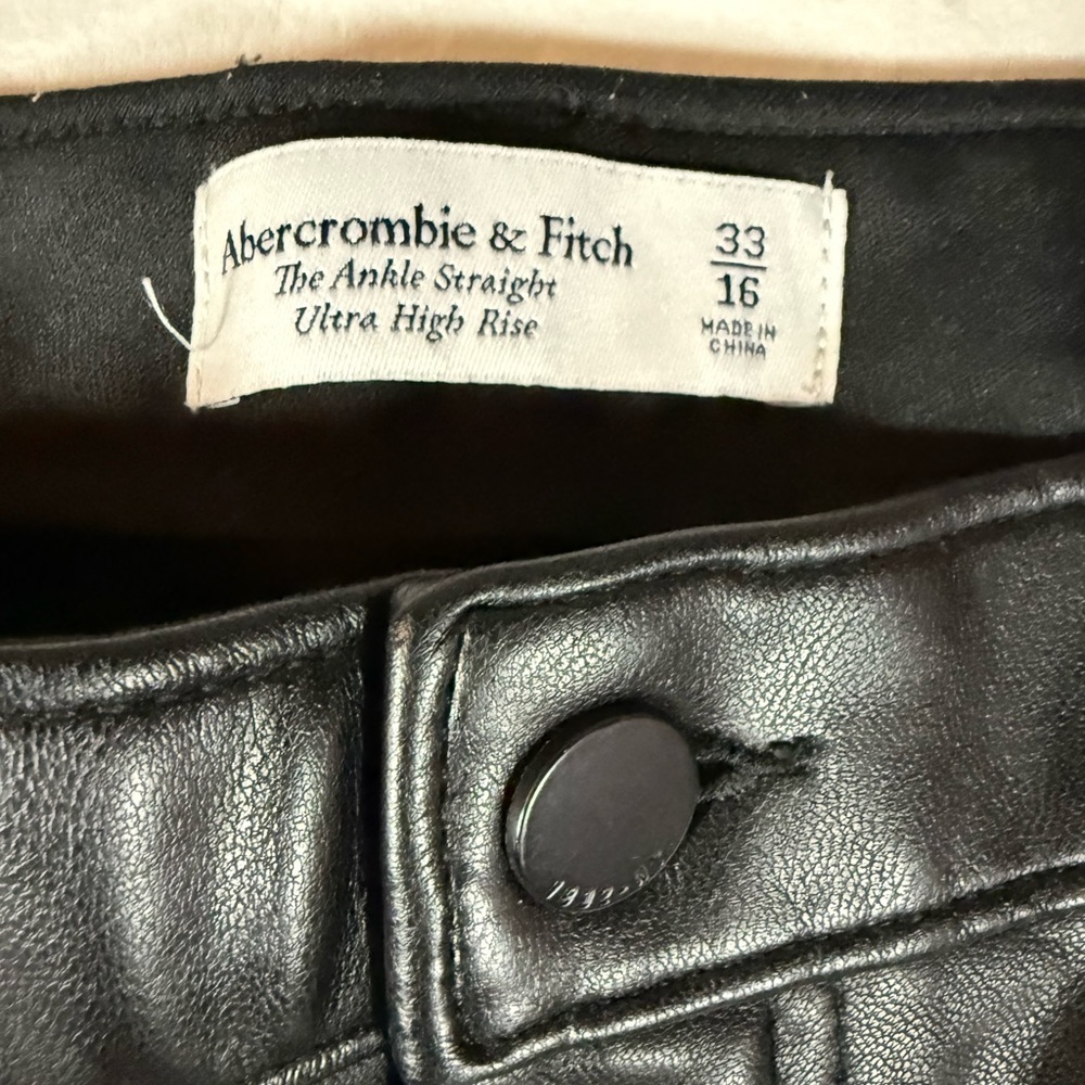 Abercrombie & Fitch Ankle Skinny Ultra High Rise Faux Leather Black Pants 33 - Picture 5 of 11